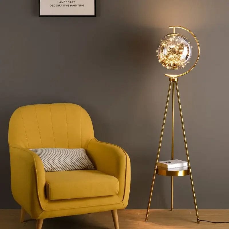 Belma Globe Shade Floor Lamp Warm Light / Gold Modern Chandelier