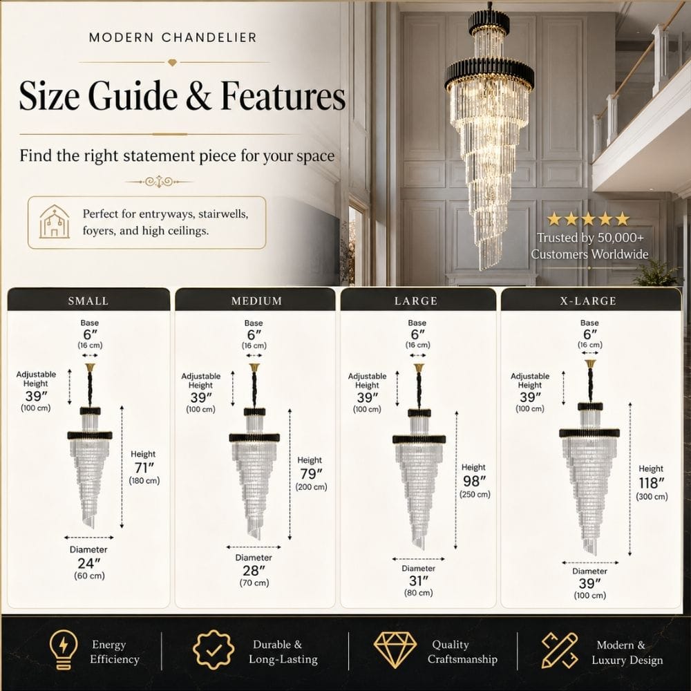 Beth Extra Large Crystal Chandelier Modern Chandelier
