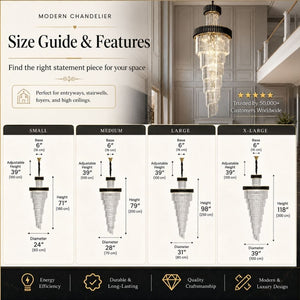 Beth Extra Large Crystal Chandelier Modern Chandelier