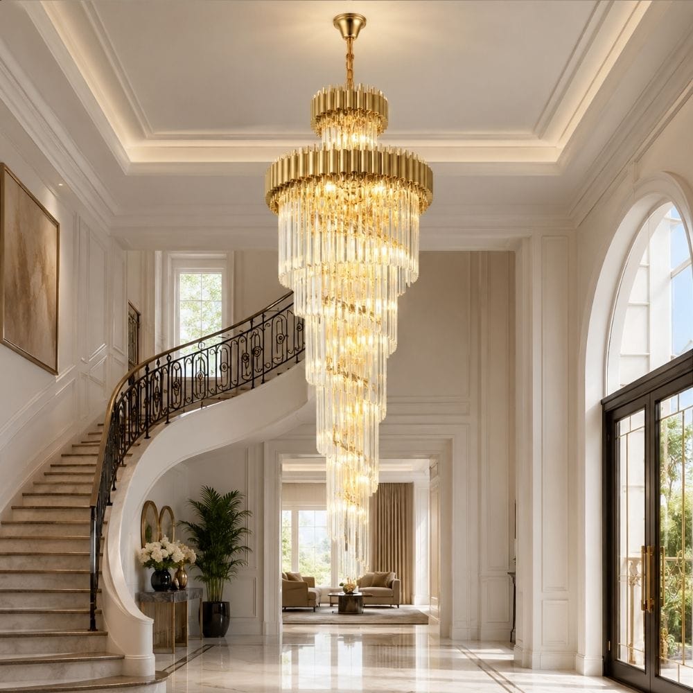 Beth Extra Large Crystal Chandelier Gold / H59.06" (150 cm) / Warm White 3000K Modern Chandelier