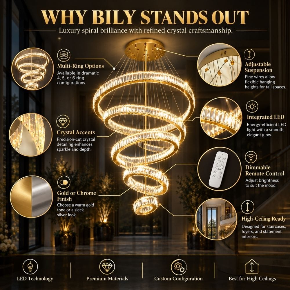 Bily Led Crystal Ring Chandelier Modern Chandelier