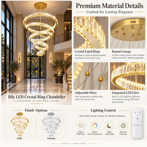 Bily Led Crystal Ring Chandelier Modern Chandelier