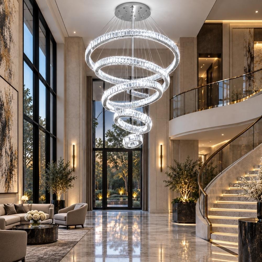 Bily Led Crystal Ring Chandelier Chrome / 4 / Warm White 3000K Modern Chandelier
