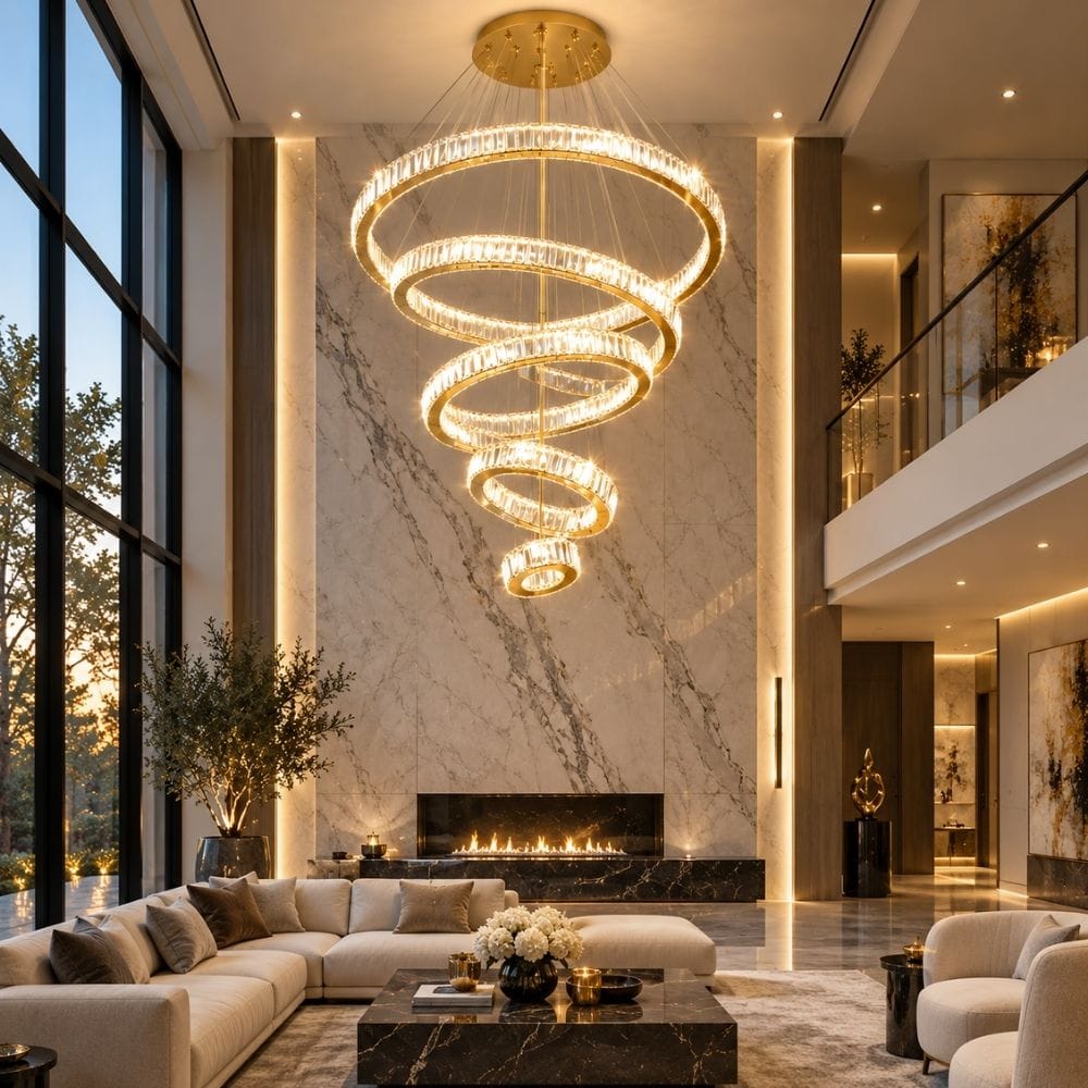 Bily Led Crystal Ring Chandelier Gold / 4 / Warm White 3000K Modern Chandelier