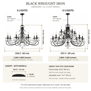 Black Wrought Iron Chandelier Modern Chandelier