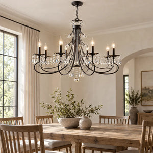 Black Wrought Iron Chandelier 8 / Warm White 3000K Modern Chandelier