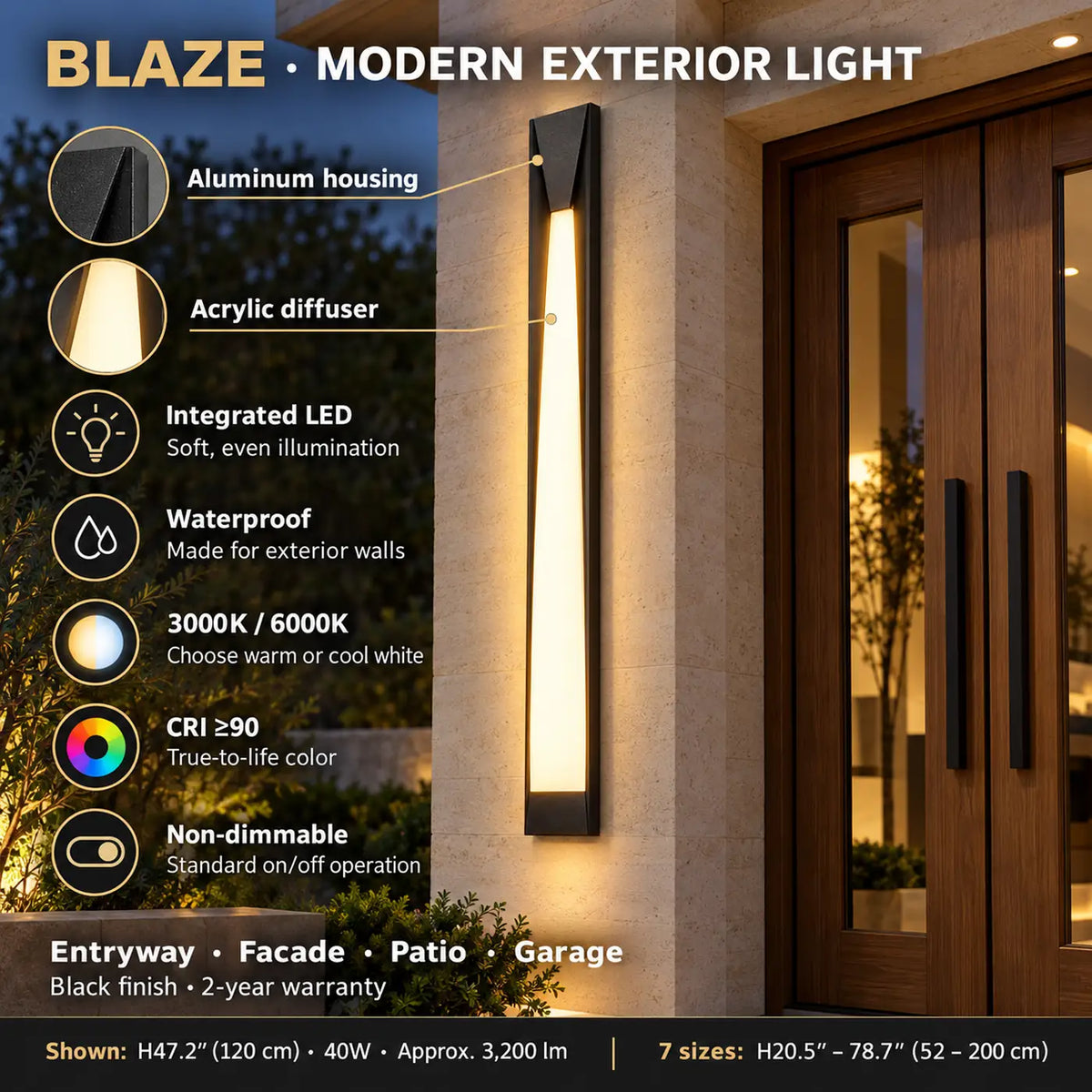 Blaze Black Outdoor Wall Lamp Modern Chandelier