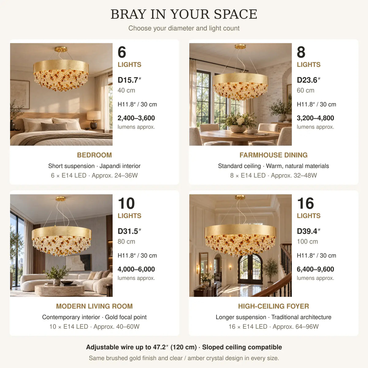 Bray Modern Gold Crystal Chandelier Modern Chandelier