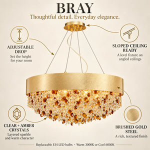 Bray Modern Gold Crystal Chandelier Modern Chandelier