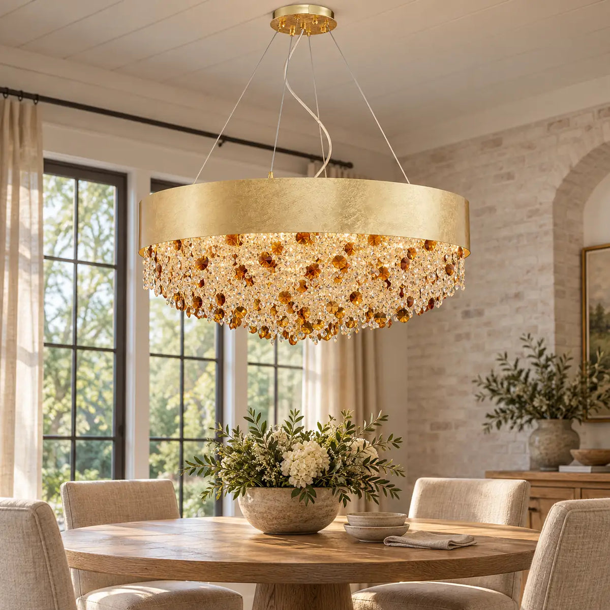 Bray Modern Gold Crystal Chandelier 39.37" (100cm) / Warm White 3000K Modern Chandelier