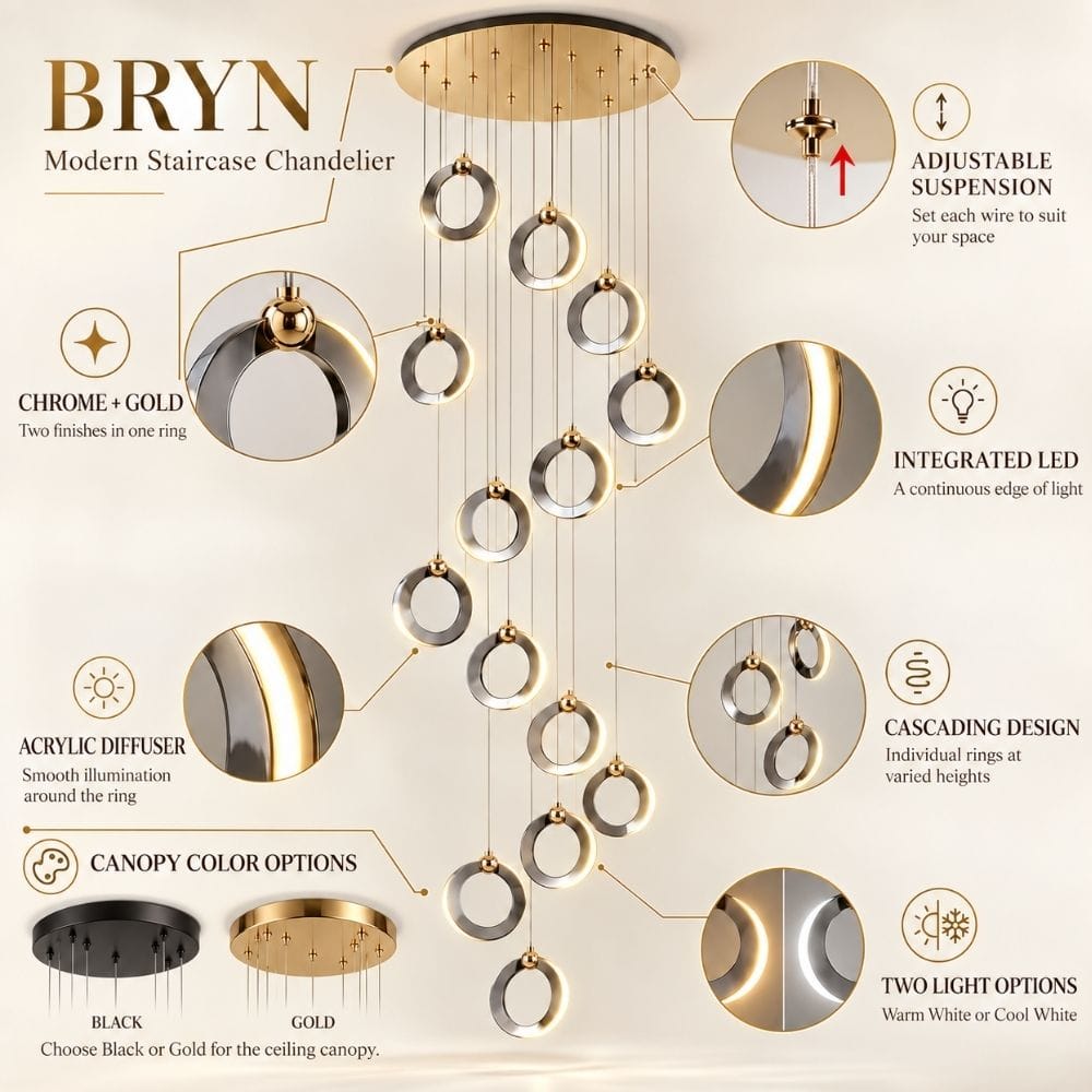 Bryn Modern Staircase Chandelier Modern Chandelier