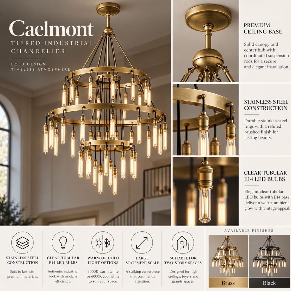 Caelmont Tiered Industrial Chandelier Modern Chandelier