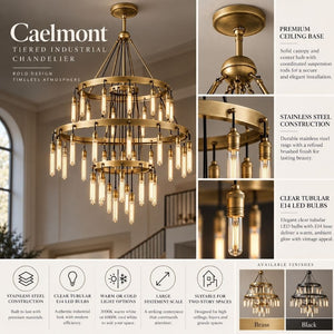 Caelmont Tiered Industrial Chandelier Modern Chandelier