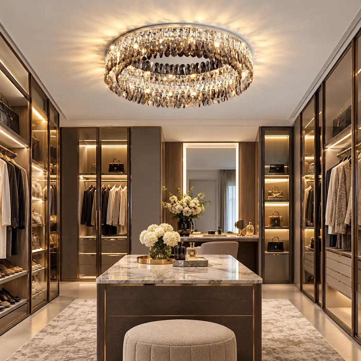 Cara Crystal Flush Mount Chandelier Modern Chandelier