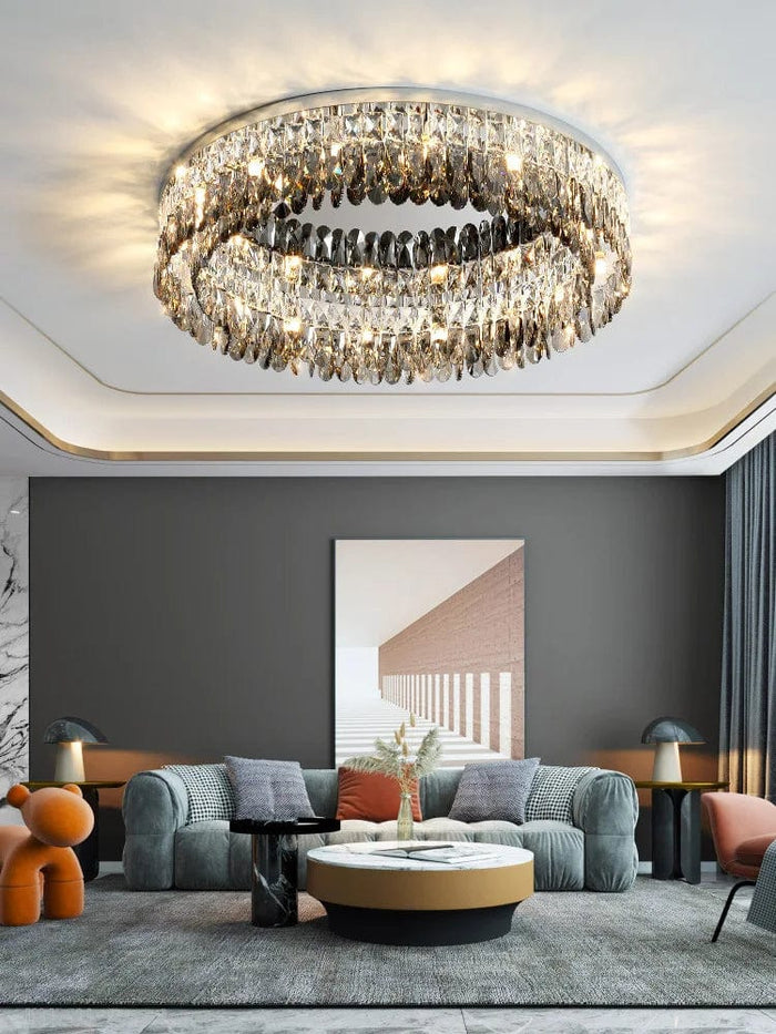 Cara Crystal Flush Mount Chandelier for low ceiling living rooms