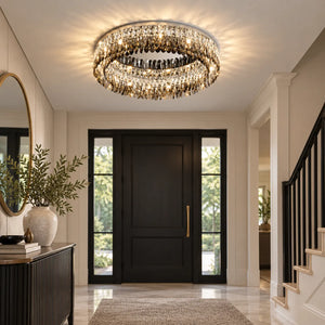 Cara Crystal Flush Mount Chandelier 15.75" (40 cm) / Warm White 2700K Modern Chandelier