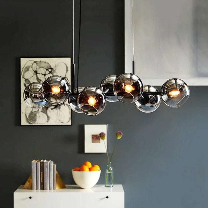 Cara Mid-Century Globe Chandelier kitchen island linear hand-blown glass