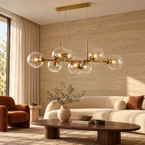 Cara Mid-century Globe Chandelier Gold / Warm White 3000K / Transparent Modern Chandelier