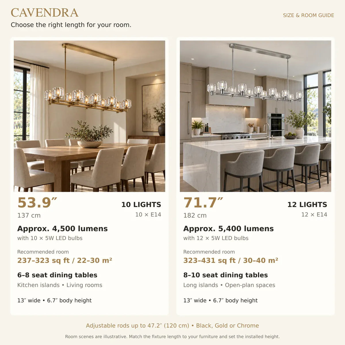Cavendra Rectangular Crystal Chandelier Modern Chandelier