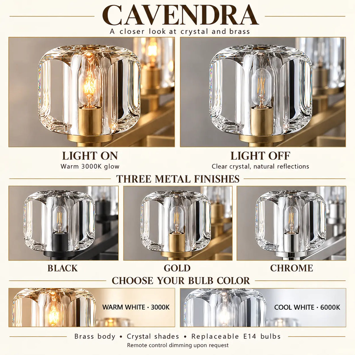 Cavendra Rectangular Crystal Chandelier Modern Chandelier