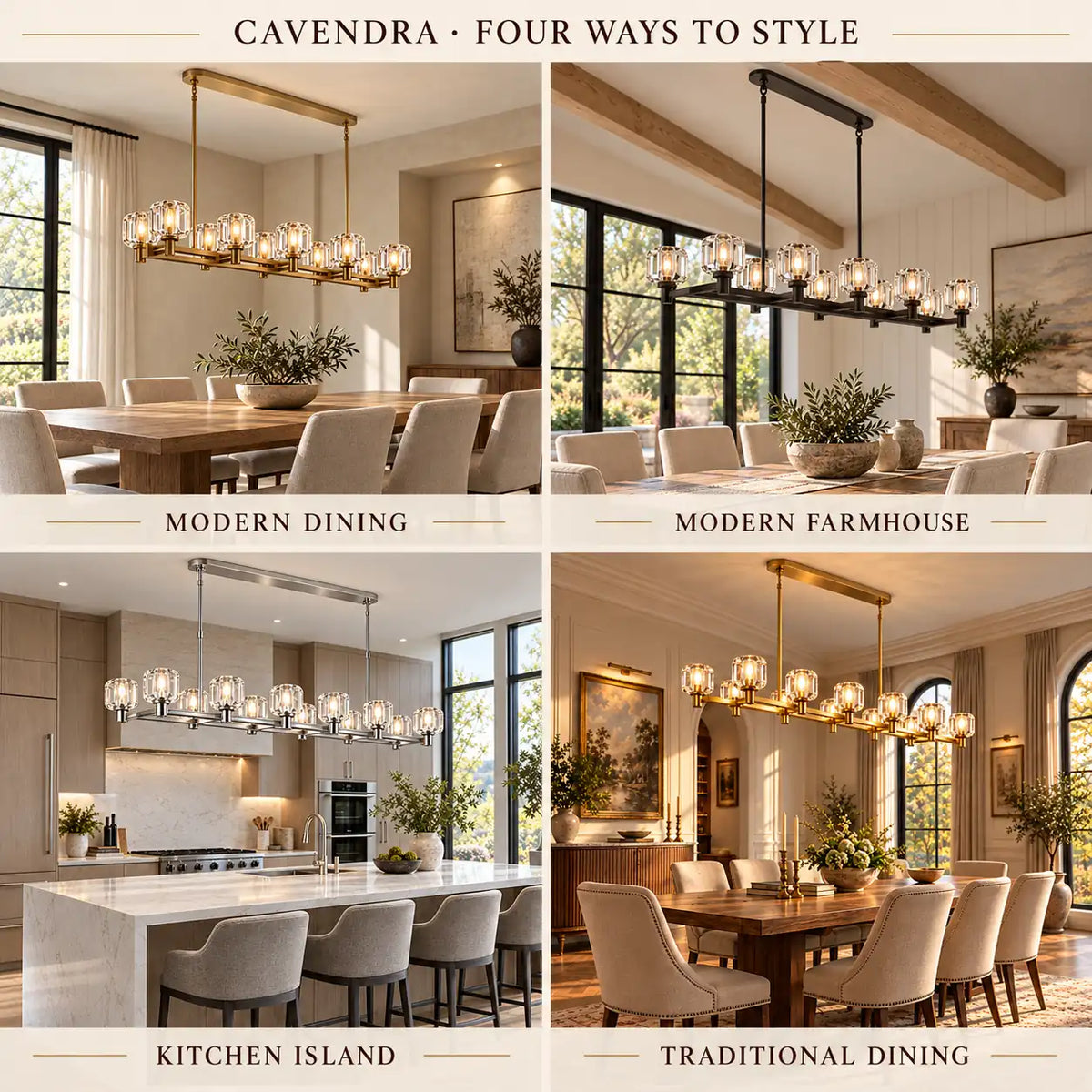 Cavendra Rectangular Crystal Chandelier Modern Chandelier