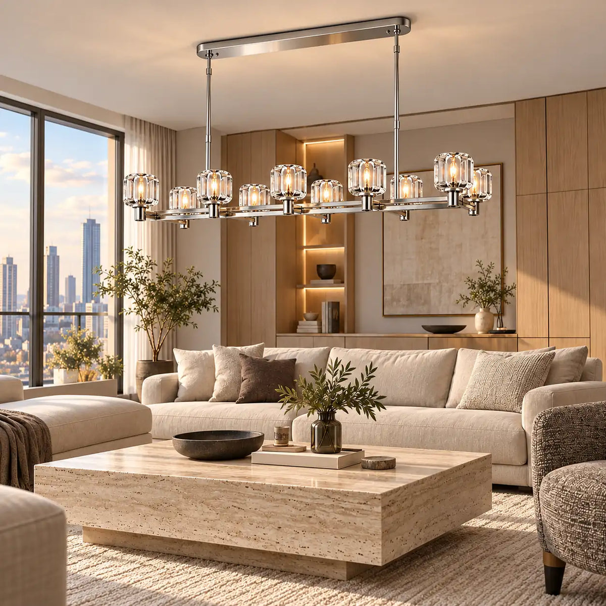 Cavendra Rectangular Crystal Chandelier Modern Chandelier