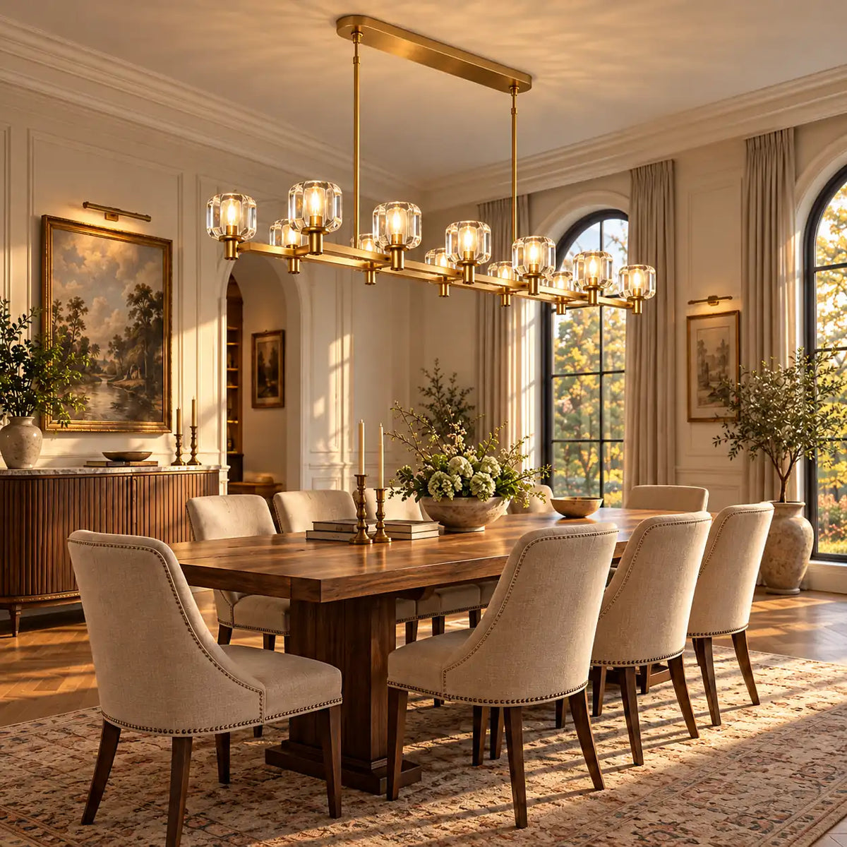 Cavendra Rectangular Crystal Chandelier Modern Chandelier