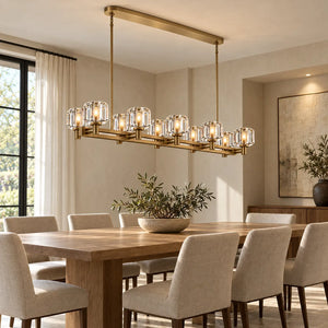 Cavendra Rectangular Crystal Chandelier Brass / L53.94" (137 cm) / Warm Light 2700K Modern Chandelier