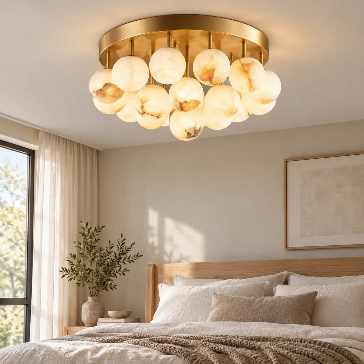 Clara Marble Bubble Chandelier Gold / Warm White 3000K / Flush Mount 19 Modern Chandelier