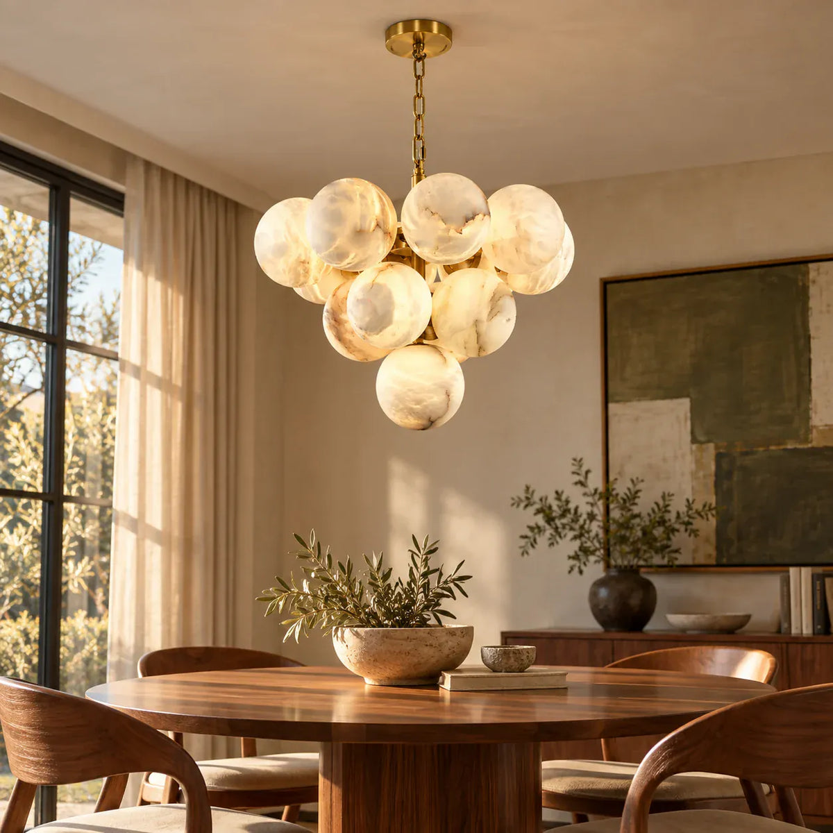 Clara Marble Bubble Chandelier Gold / Warm White 3000K / Pendant 13 Modern Chandelier