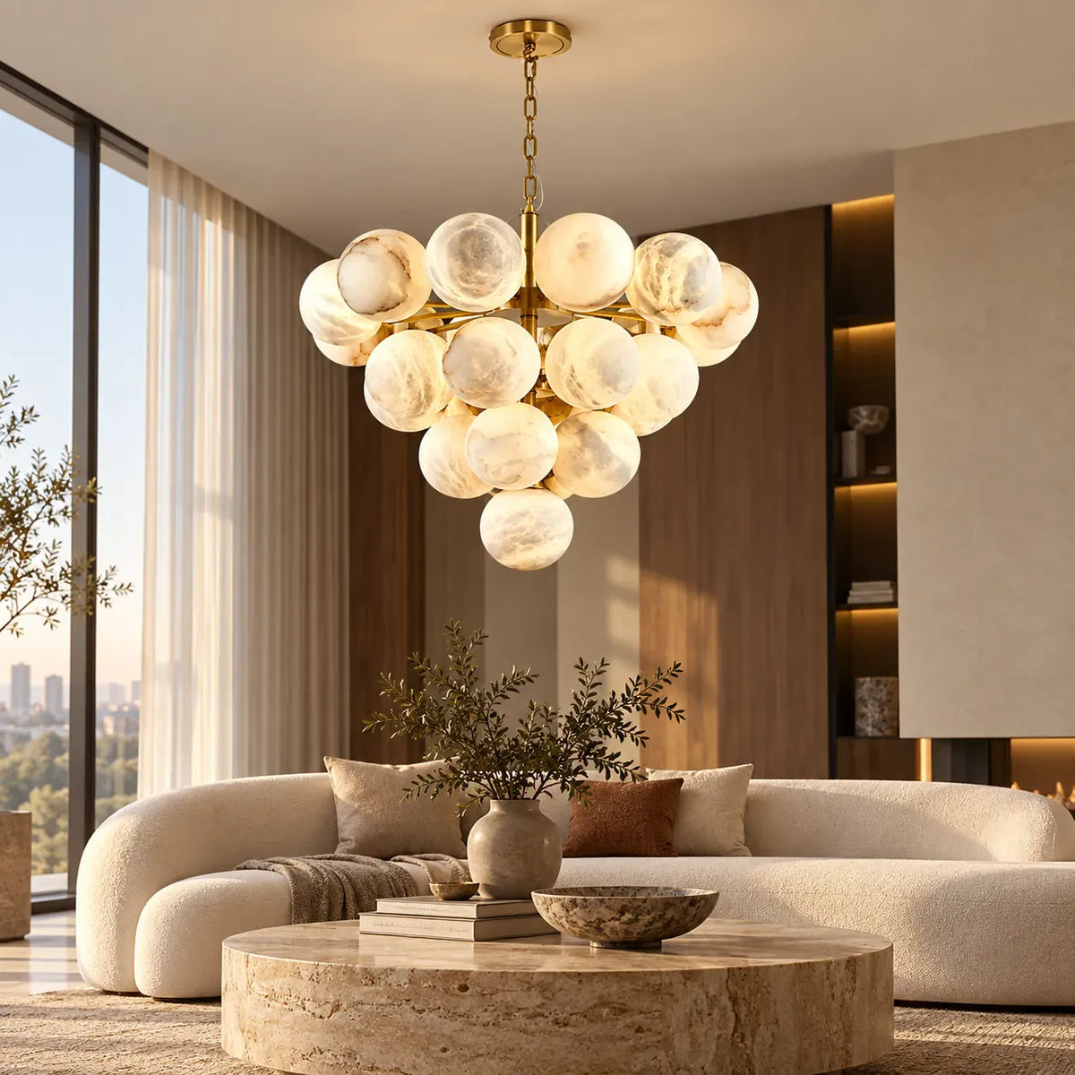 Clara Marble Bubble Chandelier Gold / Warm White 3000K / Pendant 25 Modern Chandelier