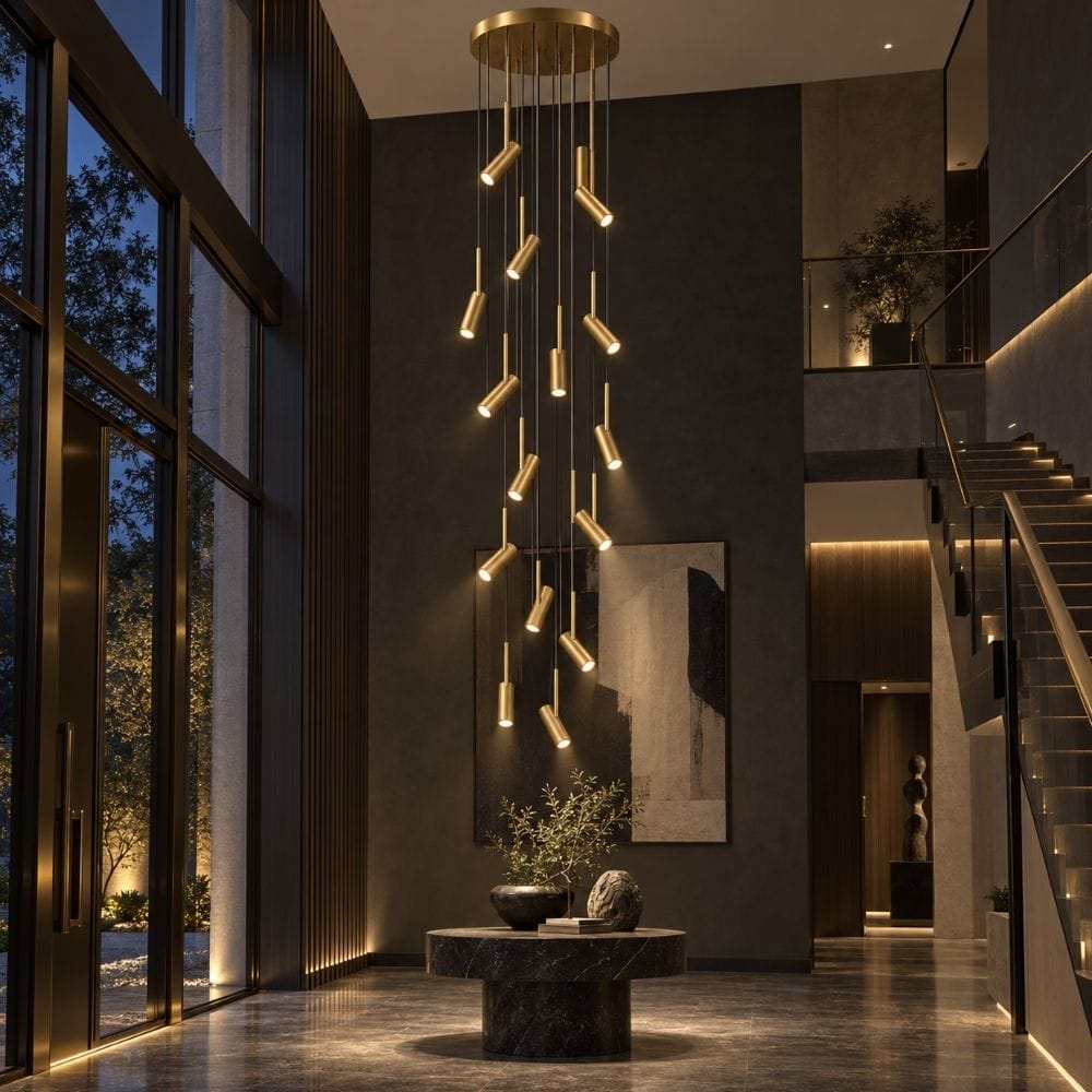 Contemporary Staircase Long Chandelier Gold / 1 / Warm White 3000K Modern Chandelier