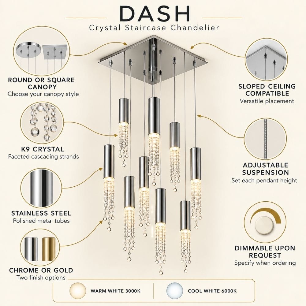 Dash Crystal Staircase Chandelier Modern Chandelier