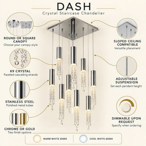 Dash Crystal Staircase Chandelier Modern Chandelier