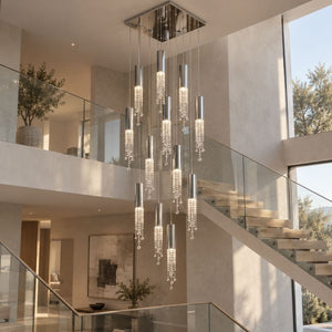 Dash Crystal Staircase Chandelier Chrome / Warm White 3000K / 6 Modern Chandelier