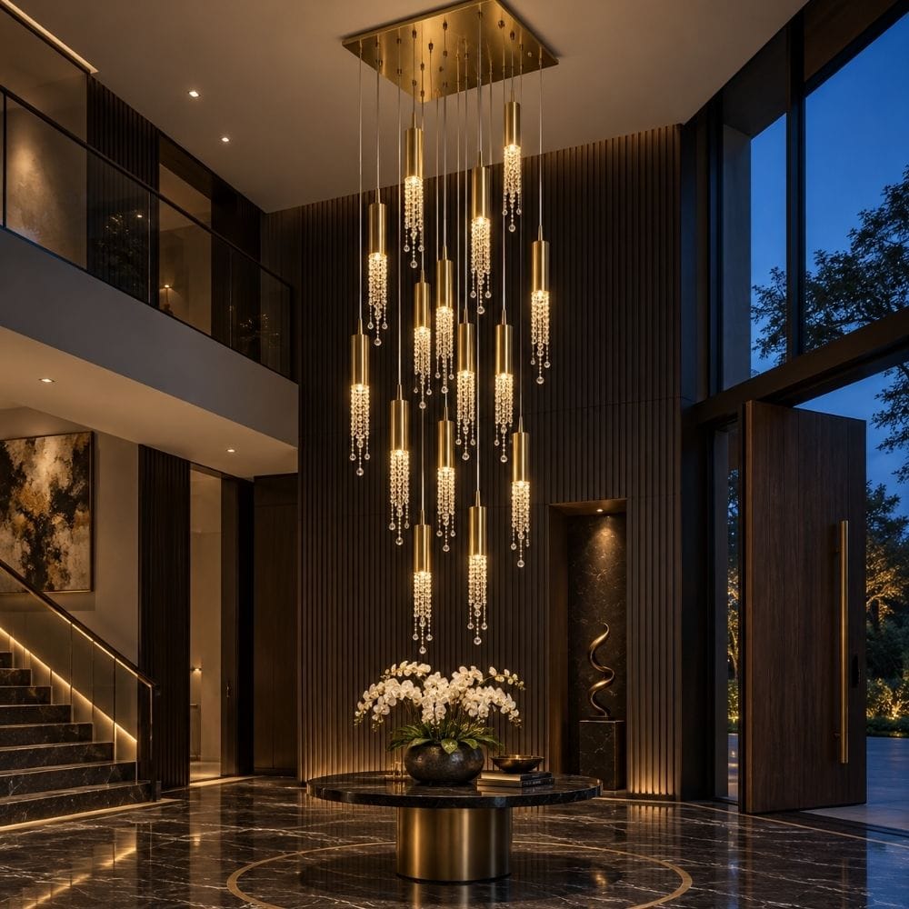 Dash Crystal Staircase Chandelier Gold / Warm White 3000K / 6 Modern Chandelier