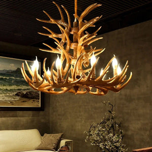 Dennis Faux Antler Chandelier Brown / 4 Light Modern Chandelier