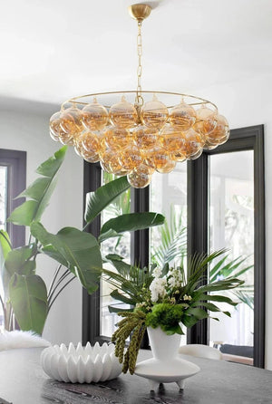 Dove Glass Bubble Light Fixture 23.62" (60 cm) / Brown / Warm White 3000K Modern Chandelier