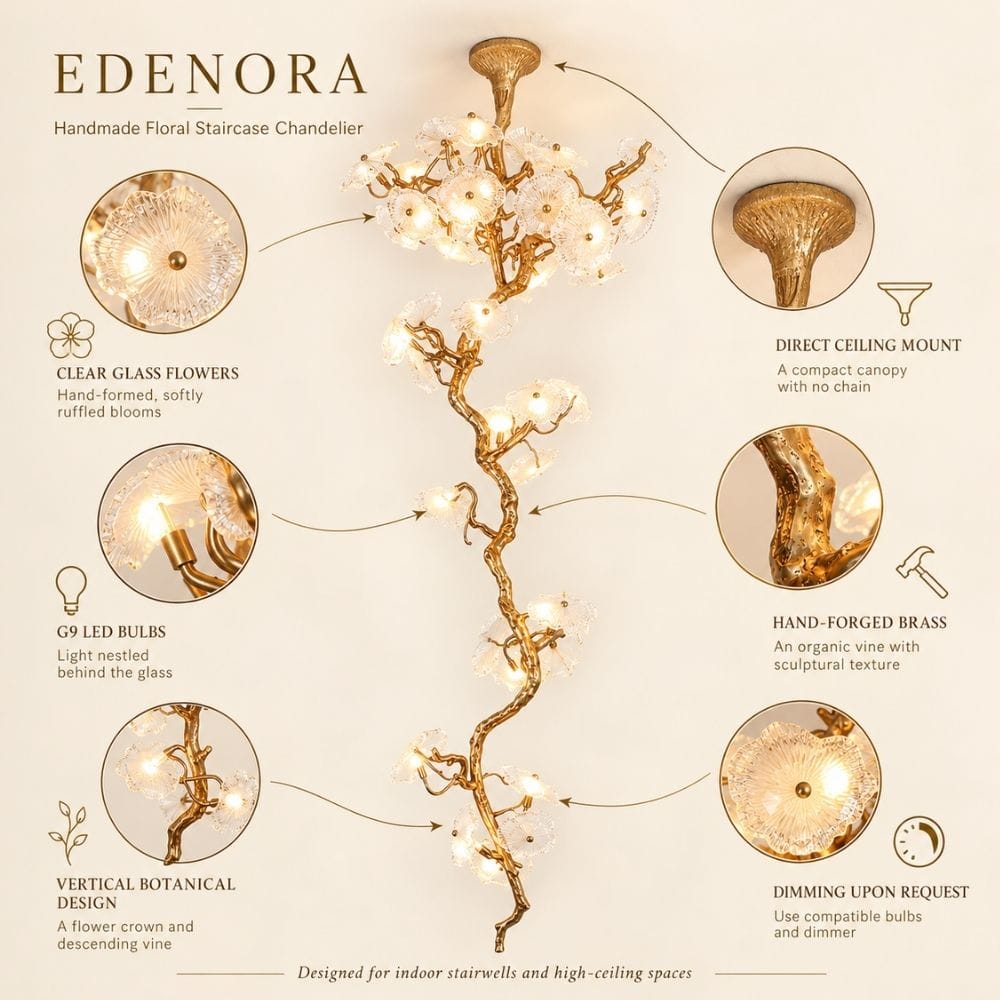 Edenora Floral Branch Staircase Chandelier Modern Chandelier