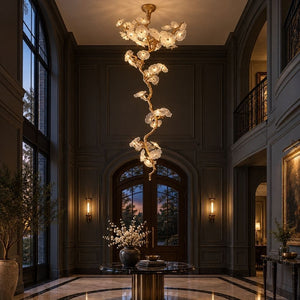 Edenora Floral Branch Staircase Chandelier Gold / H63" (160 cm) / Warm Light 2700K Modern Chandelier