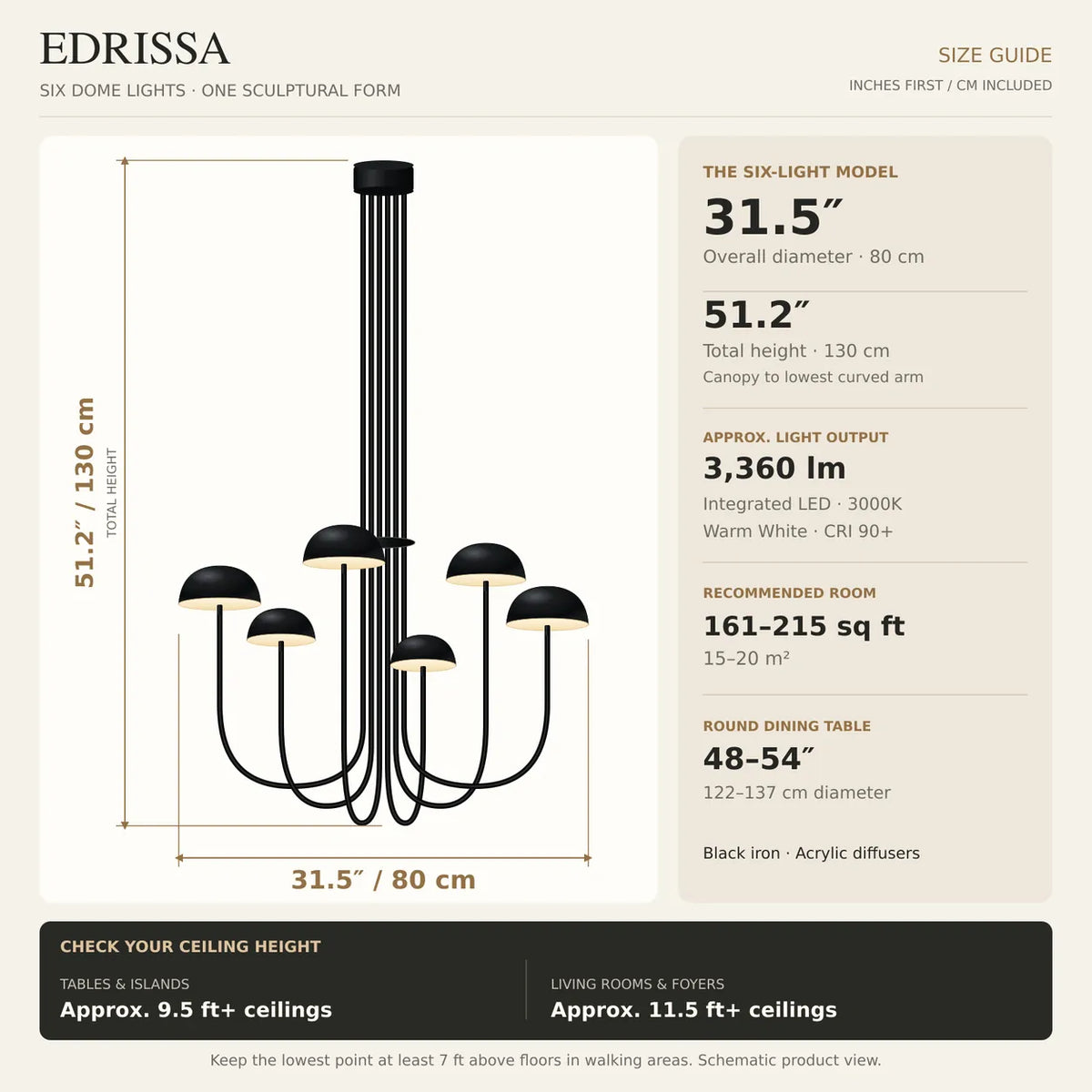 Edrissa Mid-Century Dome LED Chandelier Modern Chandelier