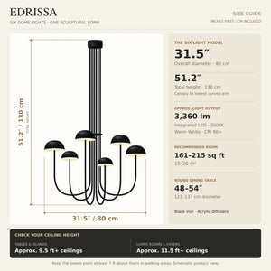 Edrissa Mid-Century Dome LED Chandelier Modern Chandelier