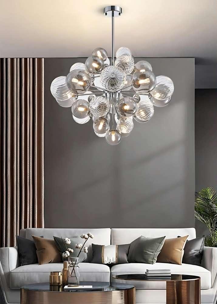 Elise Sputnik Bubble Chandelier Grey / Warm White 3000K / 9 Modern Chandelier