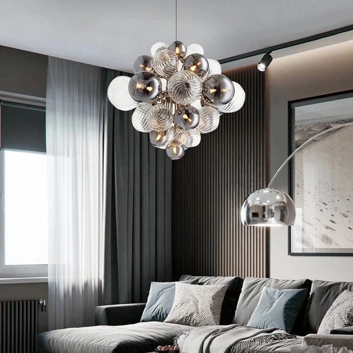 Elise Sputnik Bubble Chandelier combining sputnik arms with glass bubble detail
