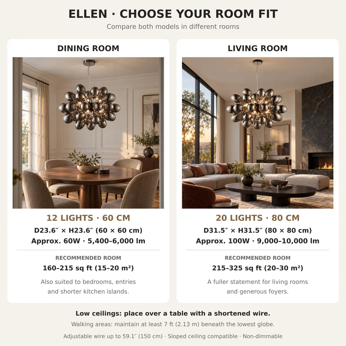 Ellen Black Bubble Chandelier Modern Chandelier