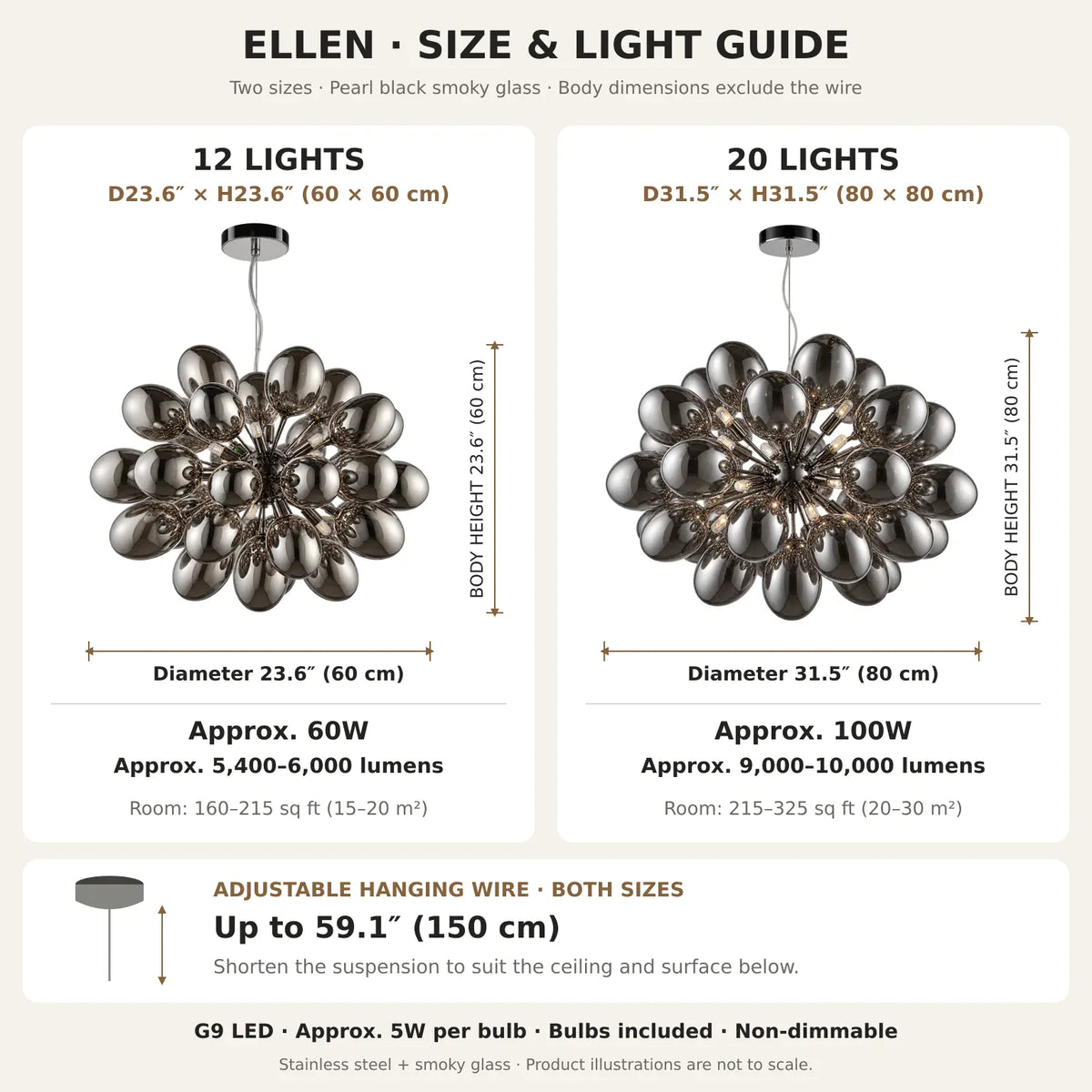 Ellen Black Bubble Chandelier Modern Chandelier