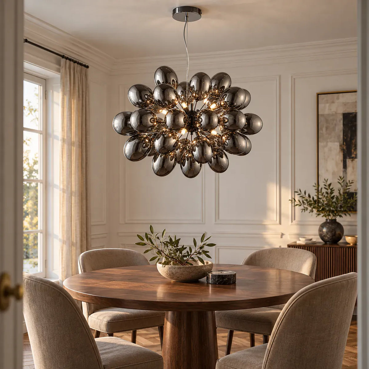 Ellen Black Bubble Chandelier 31.50" (80 cm) / Warm White 3000K Modern Chandelier