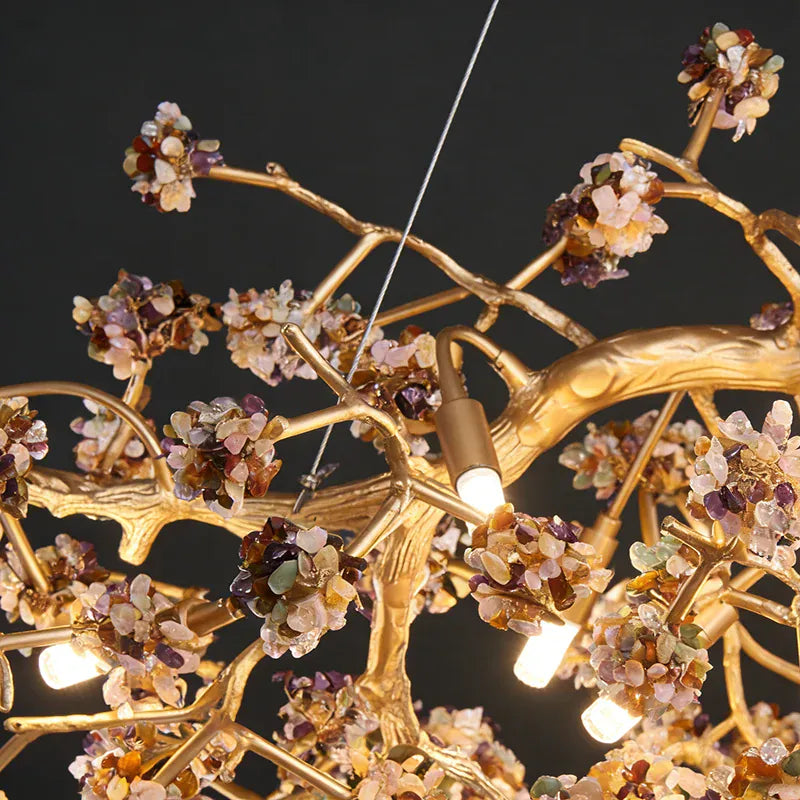 Elori Natural Stone Flower Brass Chandelier Modern Chandelier