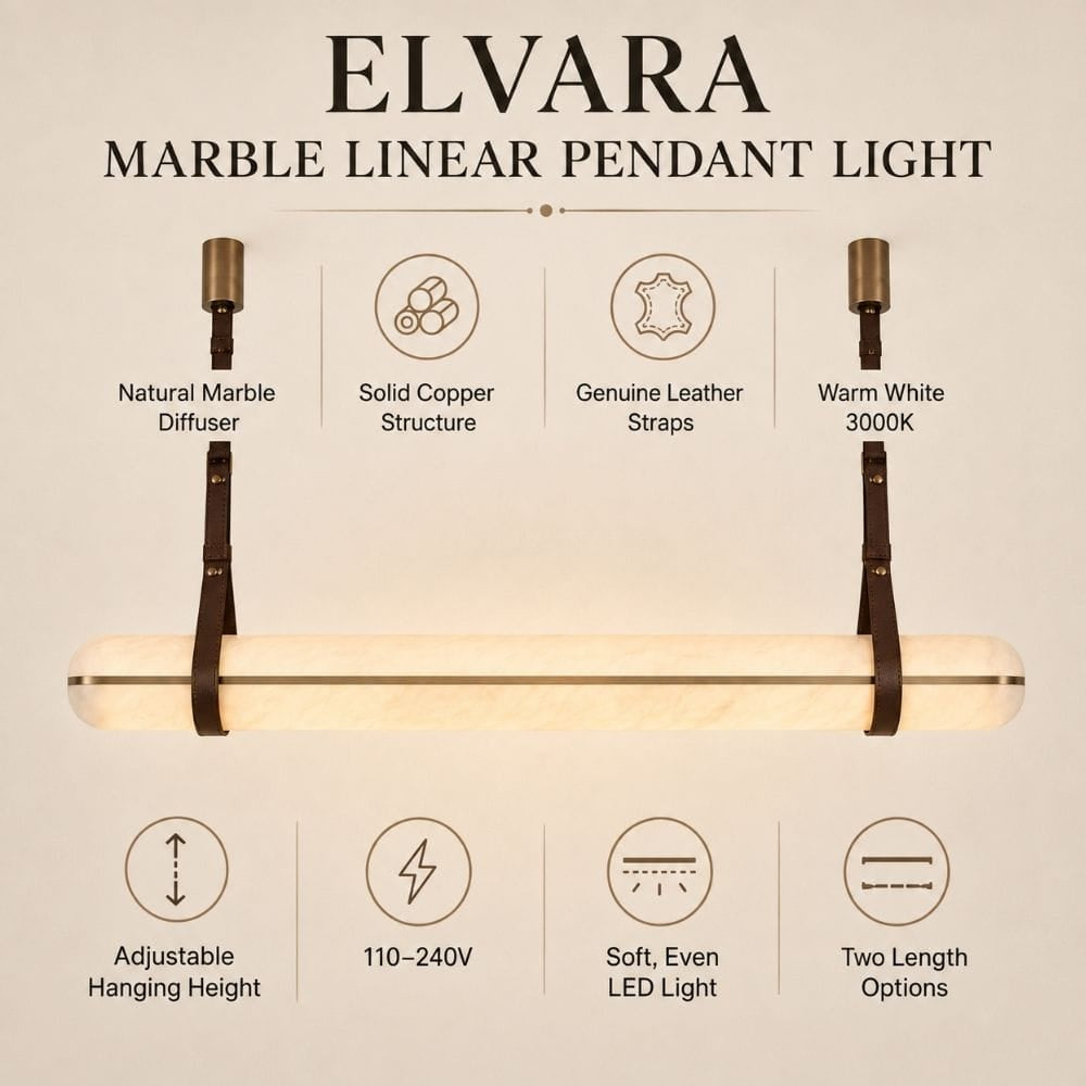 Elvara Marble Linear Pendant Light Modern Chandelier