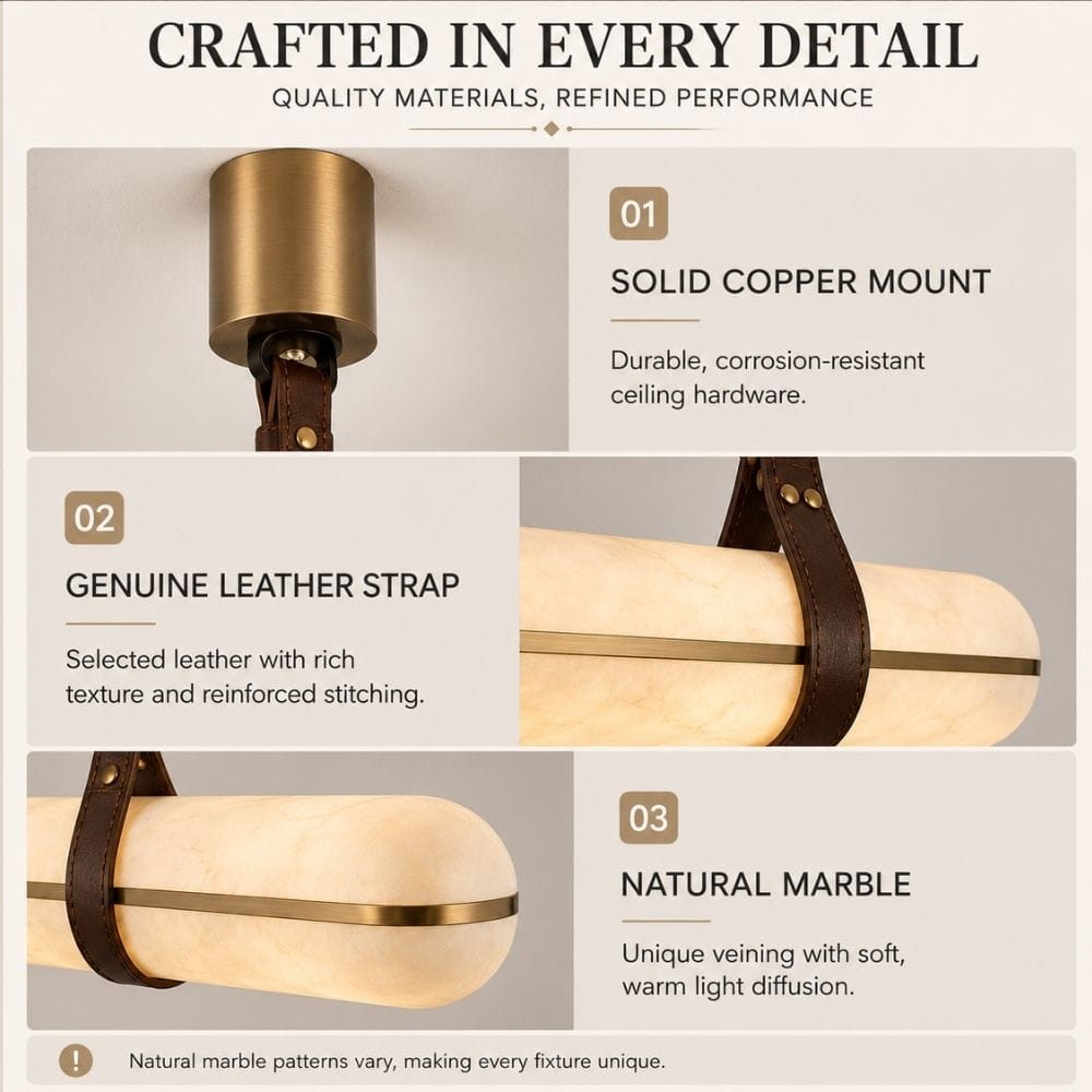 Elvara Marble Linear Pendant Light Modern Chandelier